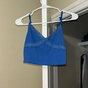 blue laced crop top